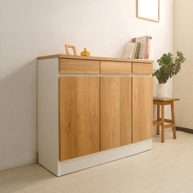 キャビネット リビングボード ナチュラル 薄型 キッチン 日本製 完成品 キッチンラック 木目 ダイニング家具 ダイニング リビングボード  薄型 幅90cm