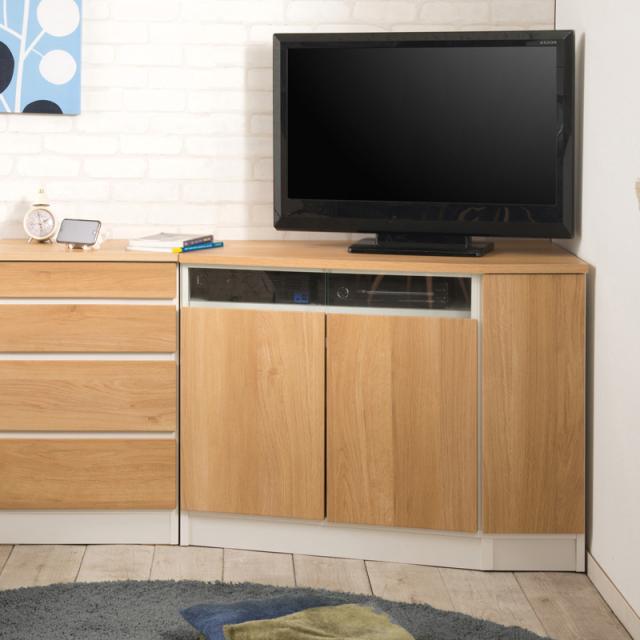 テレビボード 幅99.5 約幅100cm 右壁付け キッチン 日本製 完成品 木目 ダイニング家具 収納 ナチュラル コーナーテレビ台 テレビラック 大容量