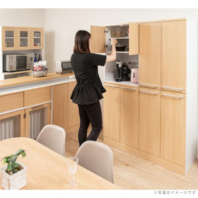 キッチン収納 壁面収納 キッチン キャビネット 幅60cm 奥行45 高さ179.5 扉付き 両開き レンジ収納 レンジ台 レンジボード リビング収納 家電収納 大容量 収納棚 キッチンボード 家電収納 60cm 北欧 食器収納 キッチンラック リビングキャビネット コンセント付き ホワイト_12