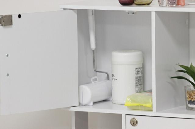 ラック 4段 鍵付き オープンラック おしゃれ デザイン ブラウン