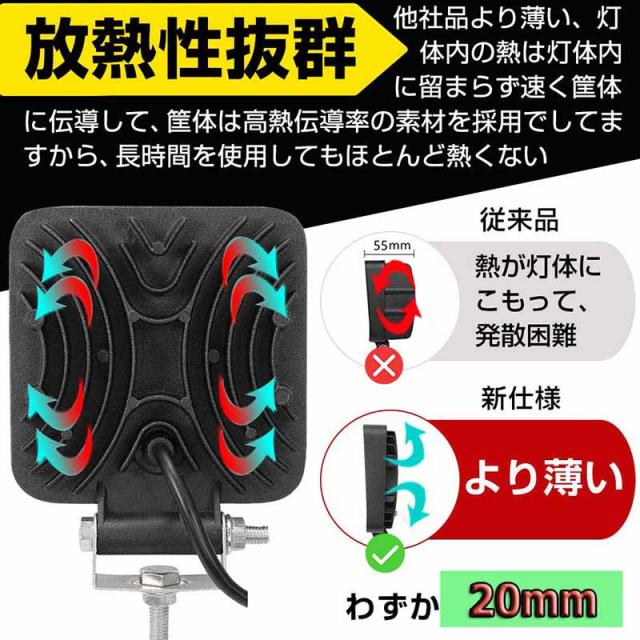 コマツ　LEDライト 4個セット　作業灯 DC12V-24V 作業灯 LED ワークライト 4個セット 48W 12v/24v兼用 防水防塵