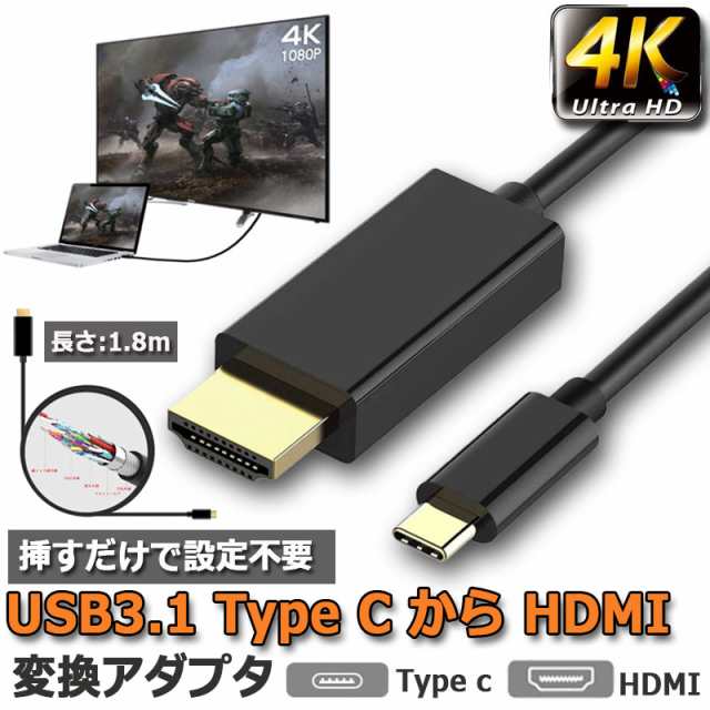 USB C Type c to HDMI 変換 ケーブル 4K 金メッキ端子 コネクター 高速ビデオ転送 音声サポート USB 3.1 Type C  to HDMI ケーブル Type Cの通販はau PAY マーケット サファイア au PAY マーケット－通販サイト