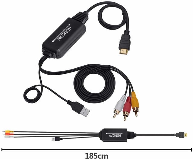 HDMI to RCA 変換コンバーター 3RCA AV 変換ケーブル HDMI to AV