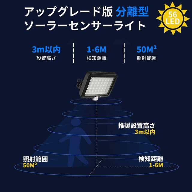 センサーライト ソーラーライト 56LED 2個セット 屋外 3モード 超高輝度 ソーラーライトモーションディテクター 5Mケーブル付き 防水 防の通販はau  PAY マーケット サファイア au PAY マーケット－通販サイト