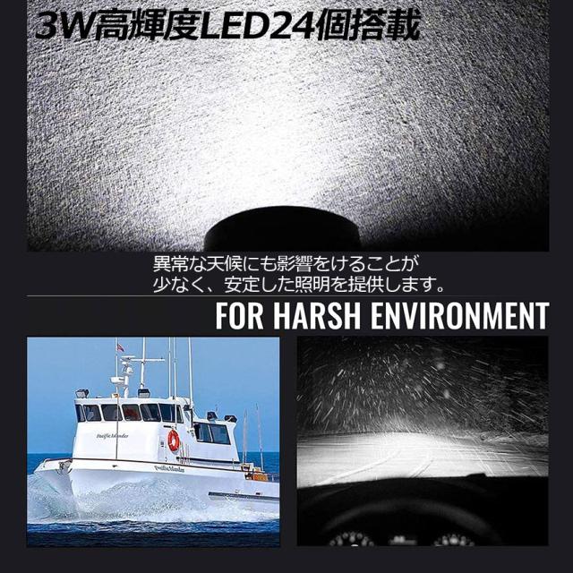 72W LED作業灯 ワークライト デッキライト 10個セット LED投光器 72w 12v 24v 兼用 防水 防塵 防震 取付け自由 省エネルギー コンボビーム 集光 投光両立 各種作業車に対応 前照灯_3