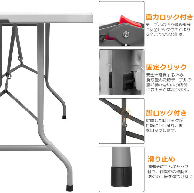 ワークテーブル 作業台 作業テーブル 2台セット 折りたたみ式 幅180cm 耐荷重120kg 倉庫作業 オフィス 簡易 作業デスク 作業テーブル 作業机 多機能 アウトドア ガーデニング_1