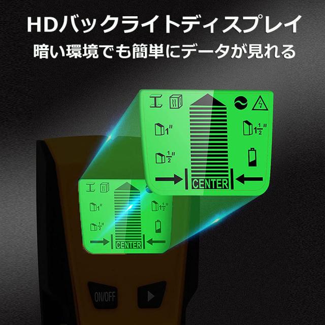 壁裏センサー 4台セット 下地探し 下地センサー 下地チェッカー 壁裏探知器 壁検出器 デジタル 一台三役 金属 木材 配線 位置 内装材 DIY 新築 LCD 電池残量表示 火災報知器 壁面 設置 バックライト付き_4