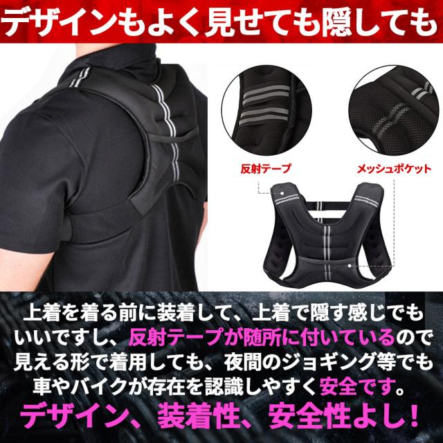 ウエイトベスト 10kg パワージャケット 4個セット ウェイトベスト ウエイトジャケット 反射テープ 加重ベスト 通気 フィットネス 高負荷 ジャケット トレーニング 筋トレ 耐摩耗 男女兼用 夜間安全 反射テープ ウェイト_3