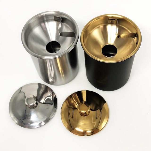 2点ご購入で10%OFFクーポン】 灰皿 蓋つき 2カラー ブラック シルバー