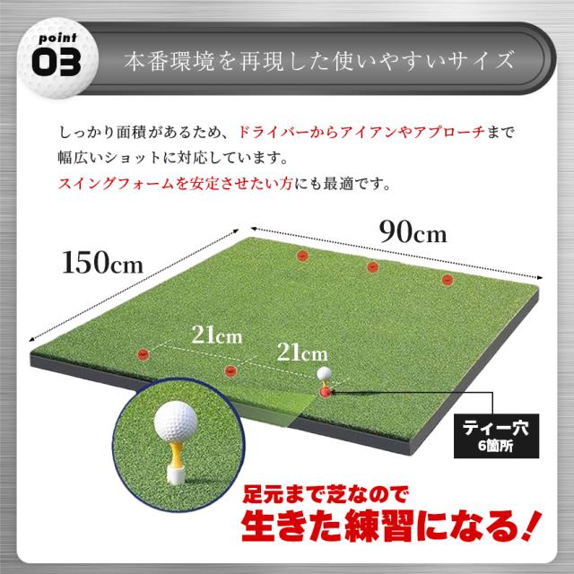 2個セット ゴルフマット ゴルフ練習マット ゴルフ 練習用 大型 スイング 素振り ゴルフ用品 ガイドライン 室内 自宅 屋外対応 人工芝 90×150cm スイング練習 ドライバー アプローチ アイアン ショット練習 耐久 打ちっぱなし ゴルフ練習器具 ティー付き_6
