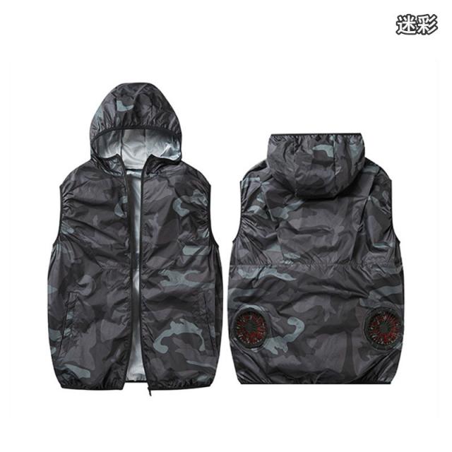 バッテリー不要 空調作業服 空調ベスト ファン付き 作業服 フード付き