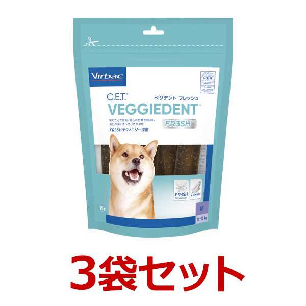 【３袋セット】【C.E.T.ベジデントフレッシュ M 15本入り×３袋】犬【ビルバックジャパン】（CETベジデントフレッシュM）【レビューを書