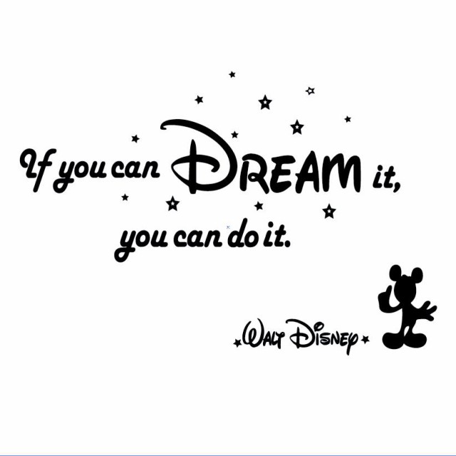送料無料 Walt Disney Mickey Mouse ウォルトディズニー ミッキーマウス 英語の名言 ウォールステッカー 壁紙シール 転写式 30cm