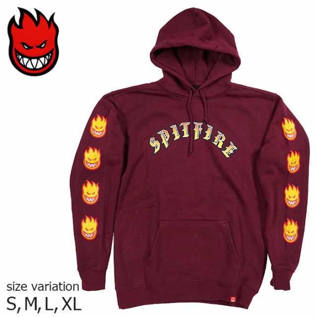 SPITFIRE OLD E BIGHEAD FILL SLEEVE HOODIE Currant スピットファイア プルオーバー ビッグヘッド ロゴ フーディー パーカー 正規品