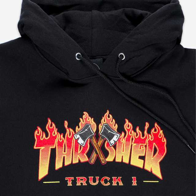 THRASHER スラッシャー パーカー フーディー スケボー プルオーバー TRUCK 1 HOOD BLACK SK8 ストリート