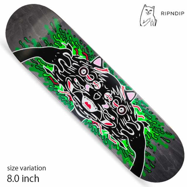 RIPNDIP スケボー デッキ リップンディップ 猫 Skull Face Jerm Deck Black 8.0 inch スケートボード ネコ 板