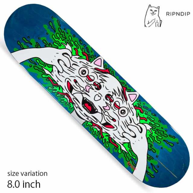 RIPNDIP スケボー デッキ リップンディップ 猫 Skull Face Nerm Deck Blue 8.0 inch スケートボード ネコ