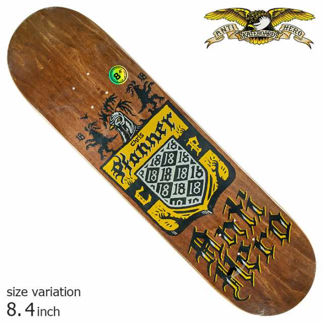 ANTIHERO PFANNER COAT OF ARMS 8.4inch デッキ スケートボード スケボー SKATEBOARD アンタイ ヒーロー アンチ ヒーロー