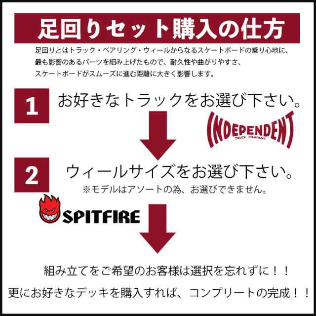 INDEPENDENT SPITFIRE スケートボード 足回りセット(1台分) スケボー トラック ウィール ベアリング＆ビス セット インディ  スピットファ｜au PAY マーケット