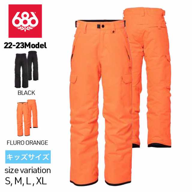 22-23 686 Boys Infinity Cargo Insulated Pant ウェア パンツ BLACK FLURO ORANGE スノーボード スノーウェア スノボー ユース 子供