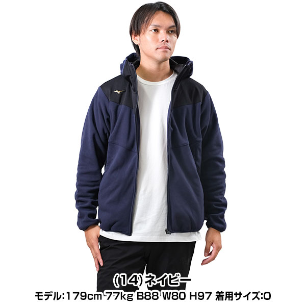 ネイビーフリースジャケット フード付き Champion:〈洗濯機可能