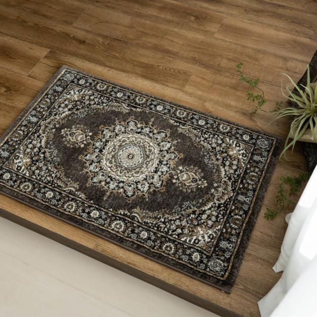 ペルシャ絨毯風 ラグマット 玄関マット 90x60cm 玄関マット 60x90 アンティーク調 高密度 75万ノット おしゃれ