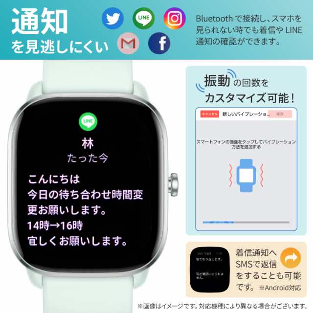 アマズフィット Amazfit GTS 4 Mini スマートウォッチ 多機能 血