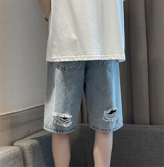 デニムパンツ ハーフパンツ ダメージ加工 メンズ ジーンズ