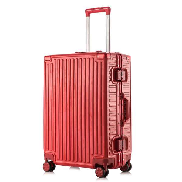 大人気 スーツケース アルミフレーム キャリーケース 大型 旅行 出張 赤色