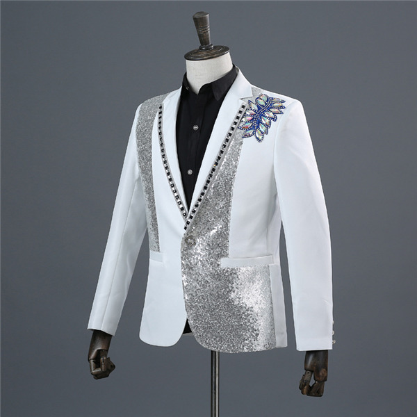 メンズ ステージ衣装 上下セット スパンコール 舞台 ステージ スーツジャケット ズボン あや スーツコート ジャケット 結婚式 忘年会 新年会 発表会 パーティー 舞台ステージ衣装 メンズスーツ 上下2点セット カラースーツ