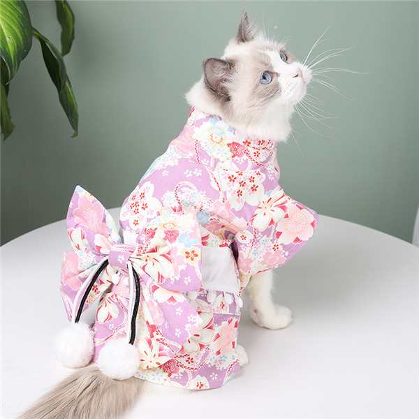 猫服 犬服 ペット服 和風 浴衣 蝶結び 桜 晴れ着 ドッグウェア 着物 花