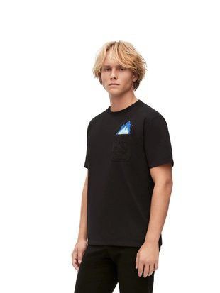 LOEWE ロエベ キュービックロゴTシャツ 半袖 ブラック-