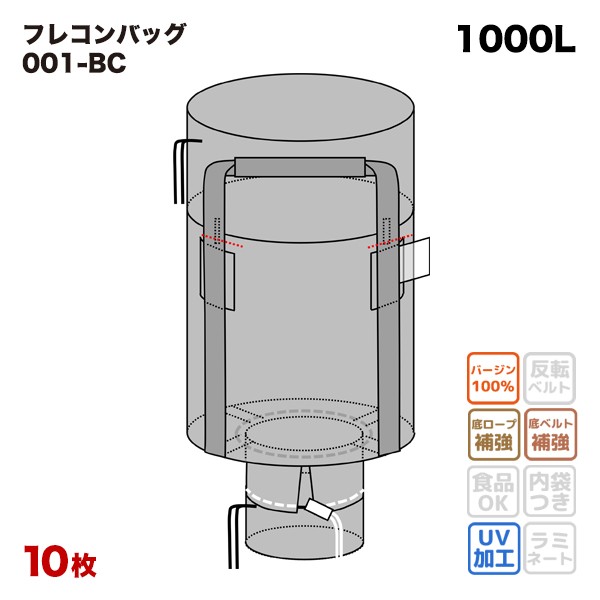 黒フレコンバッグ】 フレコンバッグ 001-BC 黒 丸型 1100φx1100H 上部全開 下部半開 排出口あり (10枚入) バージン材 コンテナバッグの通販はau  PAY マーケット サンワウェブ｜sanwaweb au PAY マーケット－通販サイト