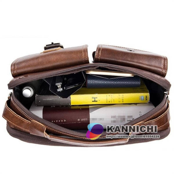 ショルダーバッグ メンズ ビジネスバッグ 本革レザー 手提げ 斜め掛け 通学 通勤 耐摩設計 紳士 牛革 ブラック ブラウンの通販は