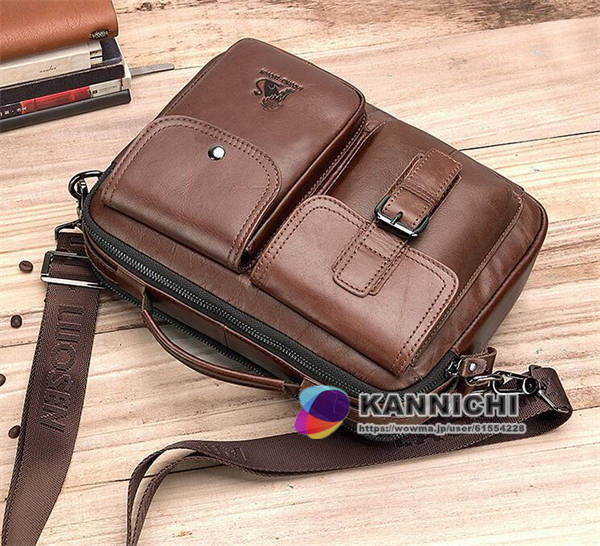 ショルダーバッグ メンズ ビジネスバッグ 本革レザー 手提げ 斜め掛け 通学 通勤 耐摩設計 紳士 牛革 ブラック ブラウンの通販は