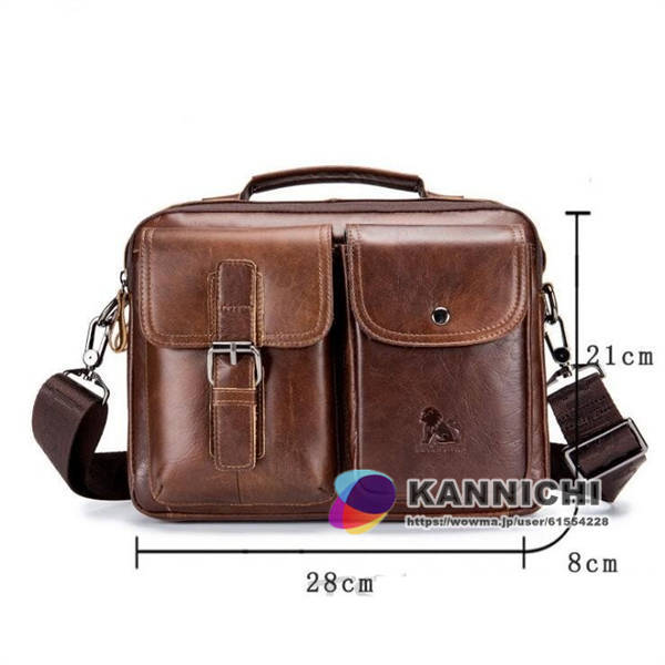 ショルダーバッグ メンズ ビジネスバッグ 本革レザー 手提げ 斜め掛け 通学 通勤 耐摩設計 紳士 牛革 ブラック ブラウンの通販は
