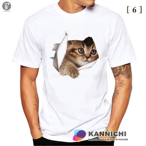 Tシャツ イラスト メンズ 3d 猫 茶トラ 可愛い 半袖 男女兼用 薄手 ねこ 白 レディース 面白 おもしろ トリックアートの通販はau Pay マーケット 環日商事