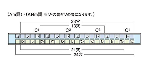 SUZUKI スズキ 21穴複音ハーモニカ スズキ 高級ハミング SU-21W F♯m調