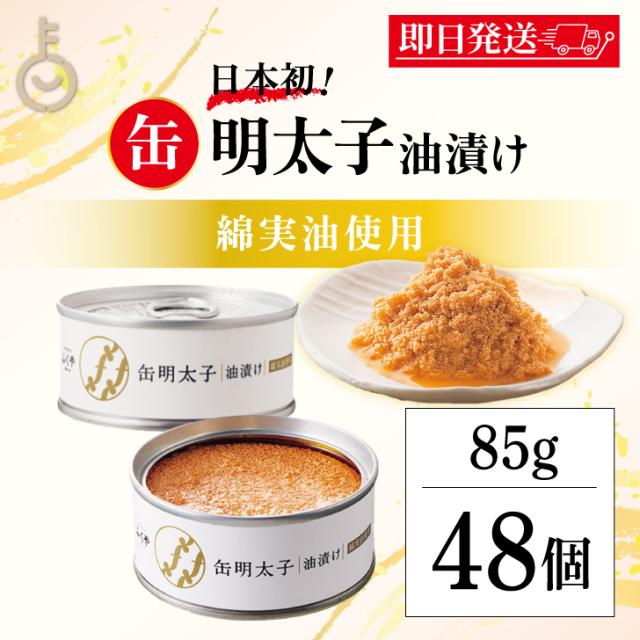 ふくや 缶明太子 油漬け 85g 48個 明太子 おつまみ めんたいこ 子明太子 油漬け ギフト プレゼント お返し キャンプ飯 人気 綿実油 めんじつゆ かんめんたいこ グルメ缶詰 ご飯のお供 博多土産 プチギフト 常温保存 粗品 缶詰の通販は