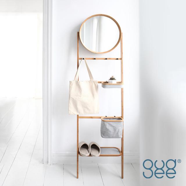 gudeelife GROTA gudee ミラー付きハンガーラック 収納棚 シェルフ ケース ボックス 洗面 バスルーム 小物 おしゃれ かわいい 木製 布 竹 バンブー gudee グディ