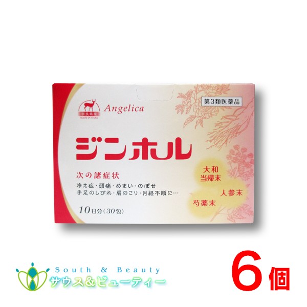 婦人薬 ジンホル　30包 6個セット 60日分【第3類医薬品】頭痛、めまい、のぼせ、手足のしびれ、冷え症、肩のこり、月経不順、ヒステリー