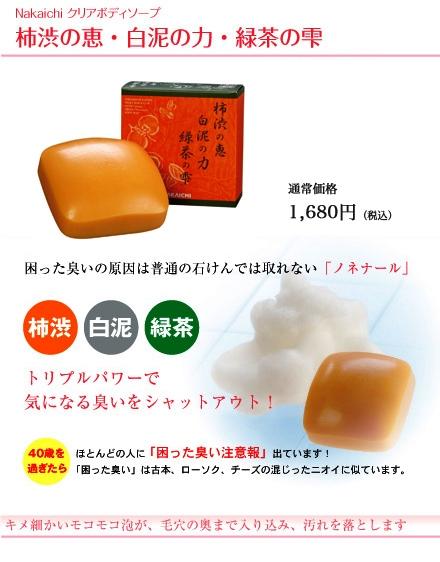 柿渋の恵み　白泥の力緑茶の雫　柿渋石鹸　×12個　 中一メディカル　ネコポス発送_1