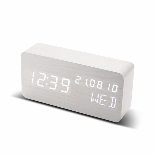 デジタル 目覚まし 置き 時計 LED 大音量 13種類音楽 充電式 音声感知