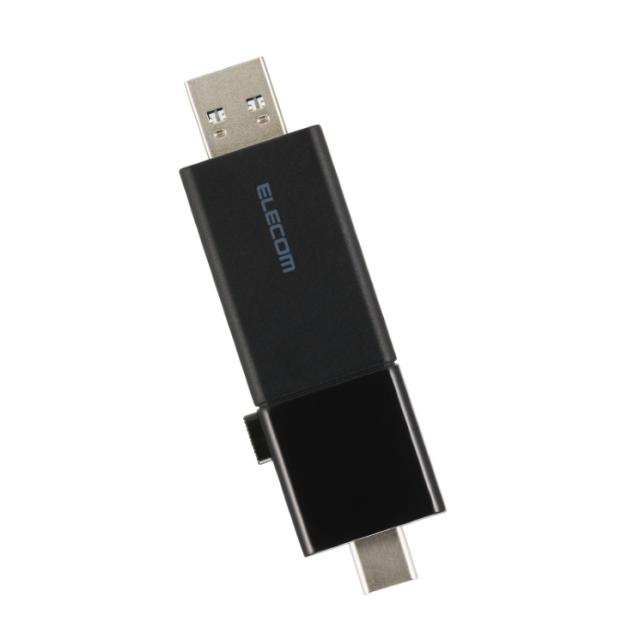 USBメモリ 256GB USB3.2 Gen1 ( USB Type-C / USB-A 両対応 ) スライド式 高速データ転送 セキュリティソフト使用可 ブラック