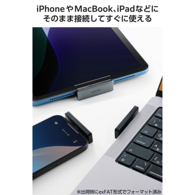 外付け SSD 250GB 超小型 直挿し USB 3.2 Gen2x2 20Gbps 最大2000MB/s iPhone iPad MacBook Windows Android USB-C機器対応 ProRes保存 高速データ転送 グレー_5