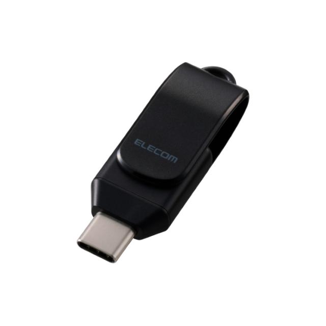 USBメモリ 256GB USB Type-C 高速転送 iPhone/iPad/Android/PC対応 回転式コネクタ ストラップホール付 セキュリティ対応 ブラック