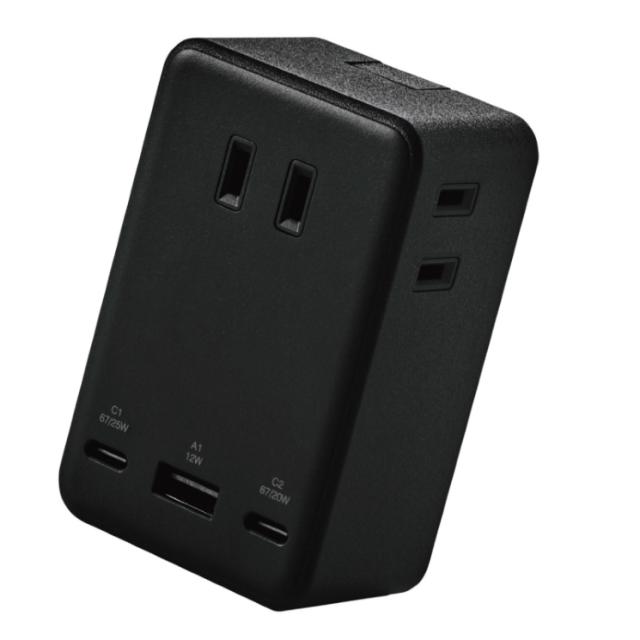 電源タップ コンセント ×3 USB Type-C ×2 USB-A ×1 ポート付き PSE適合 67W PD対応 MacBook WindowsPC iPhone Android スマホ充電対応 ブラック