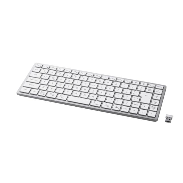 テンキーレス ワイヤレスキーボード Bluetooth & 無線2.4GHz両対応 日本語配列 超薄型 充電式 iPad iPhone Mac Windows対応 パンタグラフ Precisionist ホワイト
