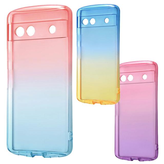 GooglePixel7a ケース クリア 透明 グラデーション レッド