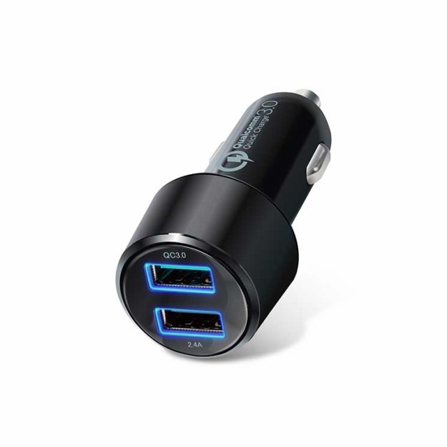 エレコム シガーチャージャー 2USBポート(自動識別) QuickCharge3.0+USB1ポート(最大2.4A) ブラックの通販はau PAY  マーケット CROSSROAD au PAY マーケット店